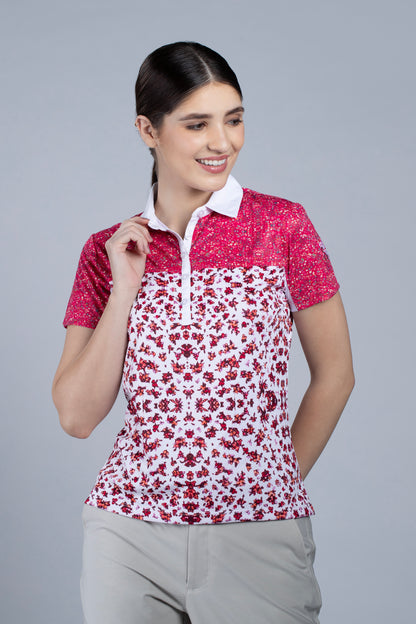 Floral Mayhem Women's Short Sleeve Polo T-Shirt