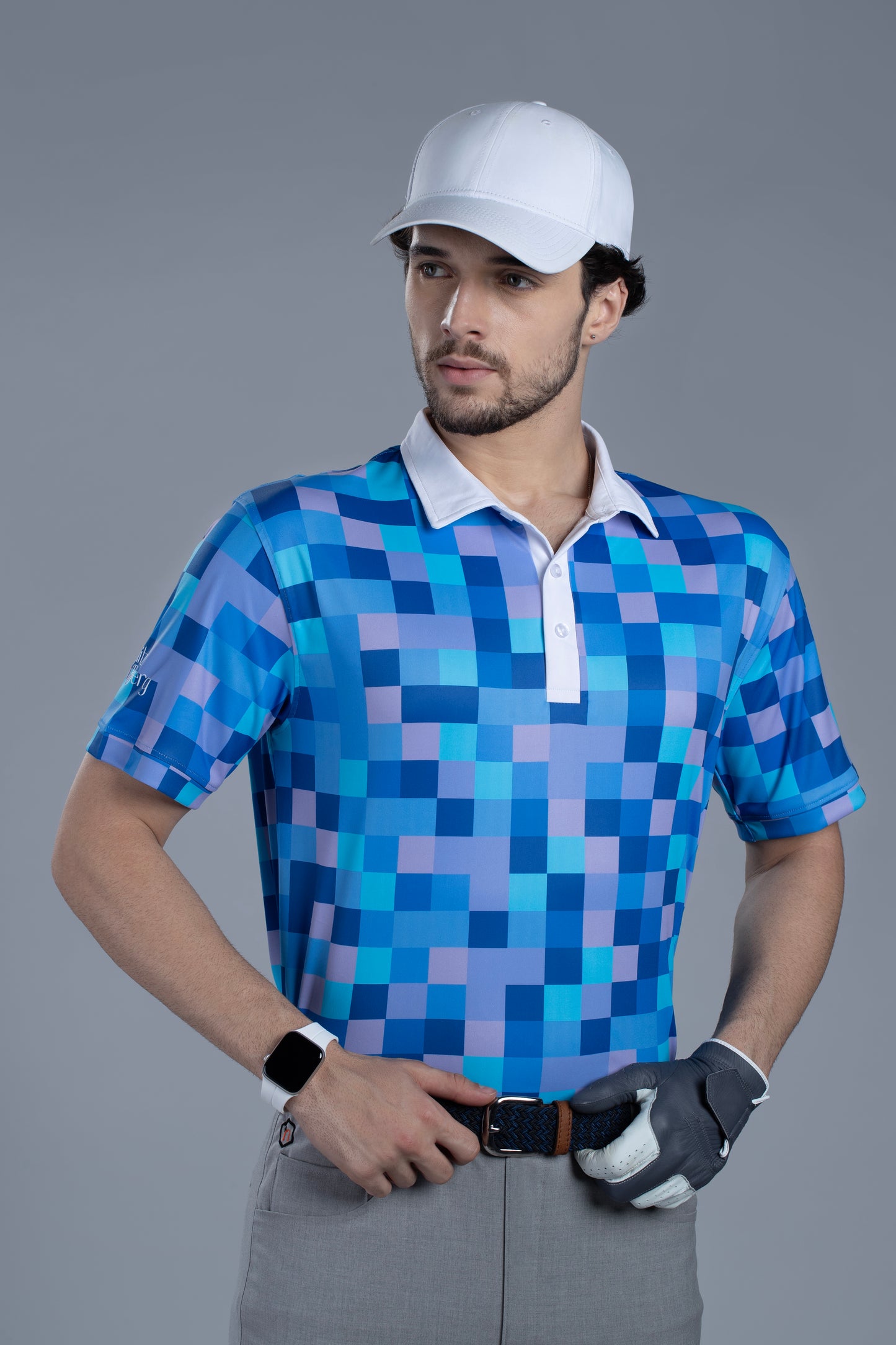 Abstract Blues Men's Short Sleeve Polo T-Shirt