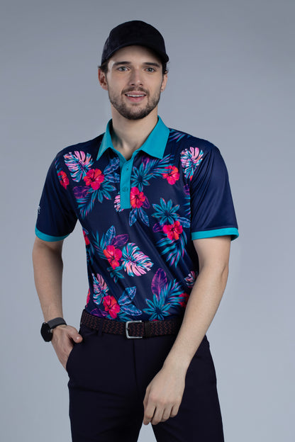 Golfing Bloom Men's Short Sleeve Polo T-Shirt