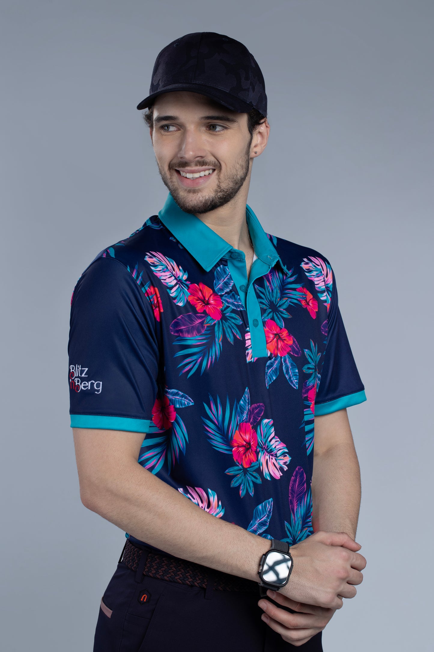 Golfing Bloom Men's Short Sleeve Polo T-Shirt