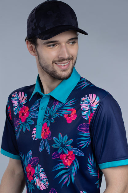 Golfing Bloom Men's Short Sleeve Polo T-Shirt